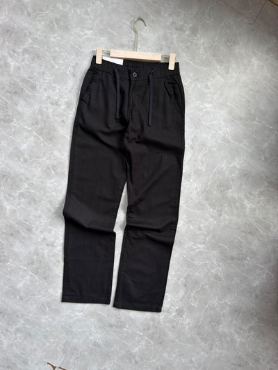 BLACK BAGGY LINEN TROUSERS