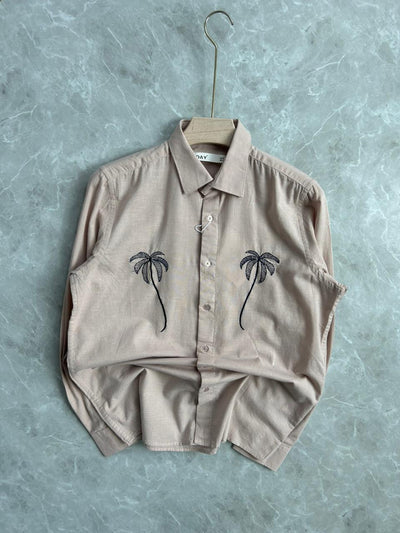 CREAM COLOUR LINEN EMBROIDERY SHIRT
