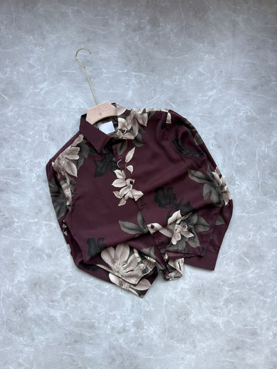 MEROON RAYON  FLORAL PRINTED SHIRT