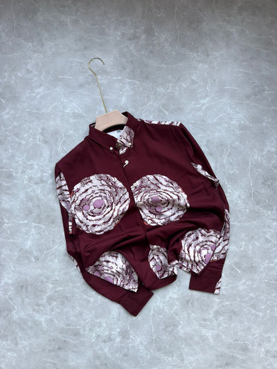 MEROON RAYON PRINTED SHIRT