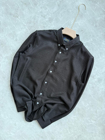 BLACK IMPORTED KOREAN LINEN SHIRT