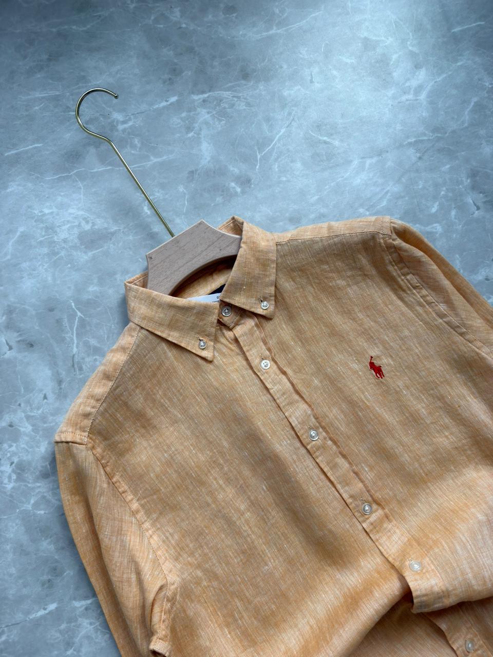 ORANGE PURE LINEN SHIRT