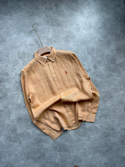 ORANGE PURE LINEN SHIRT