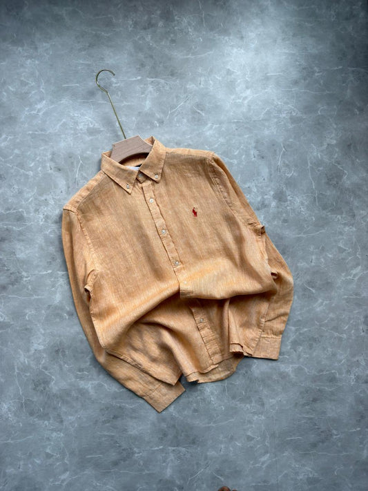 ORANGE PURE LINEN SHIRT