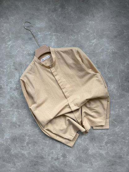 SANDAL LINEN MANDRIAN COLLAR SHIRT