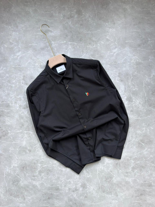 BLACK IMPORTED SATIN SHIRT