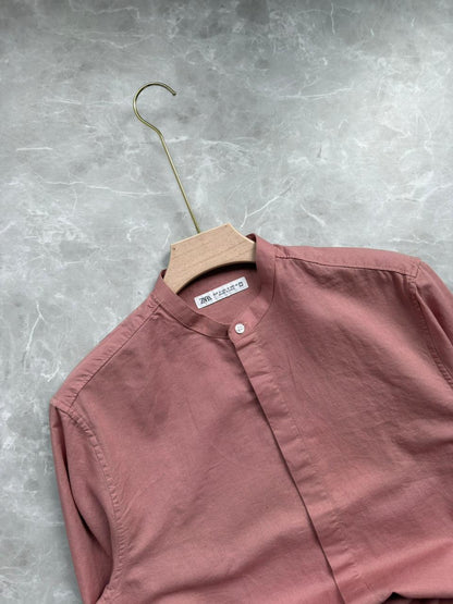 DUSTY PINK LINEN  ANDRIAN COLLAR SHIRT