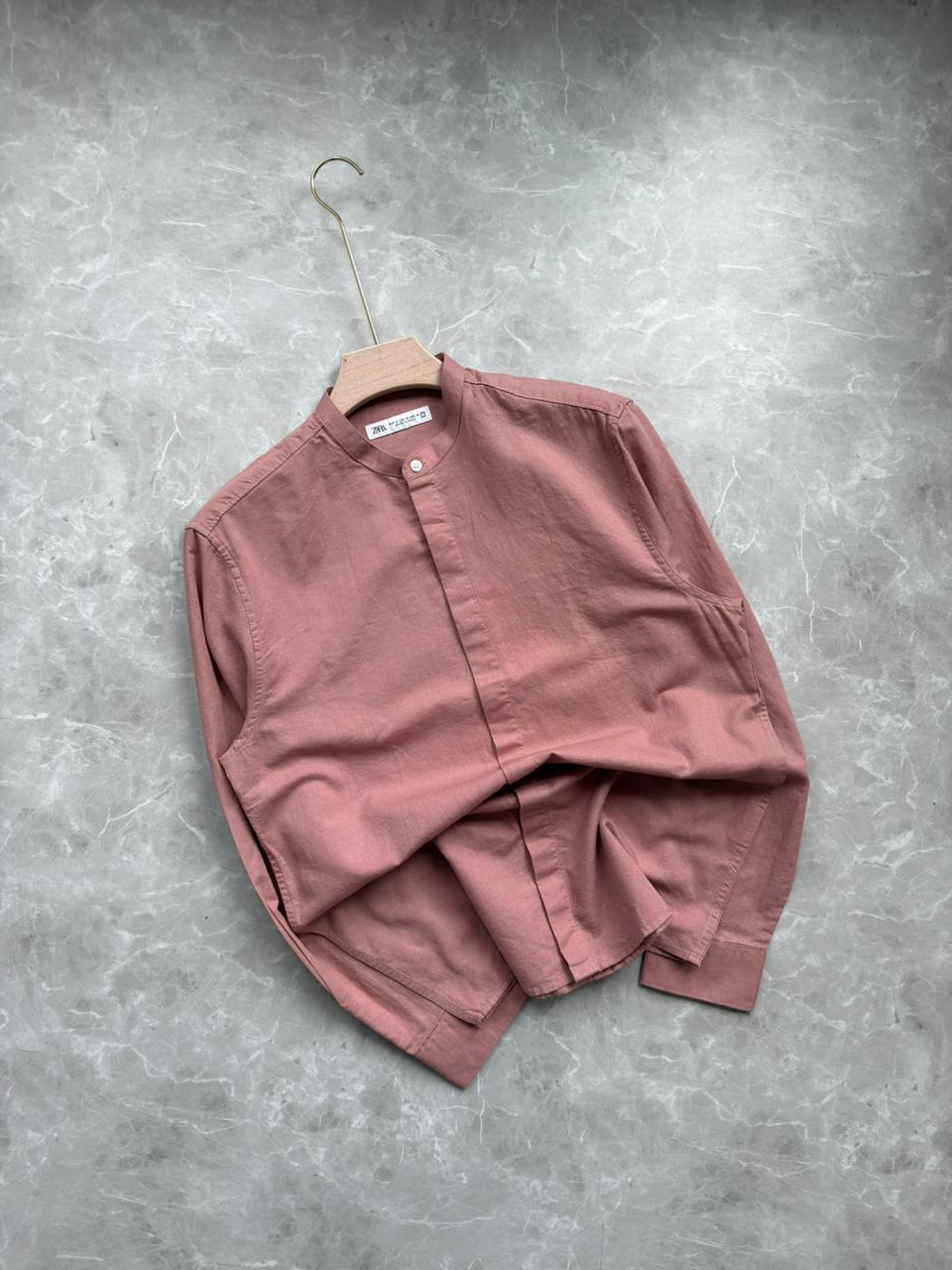 DUSTY PINK LINEN  ANDRIAN COLLAR SHIRT