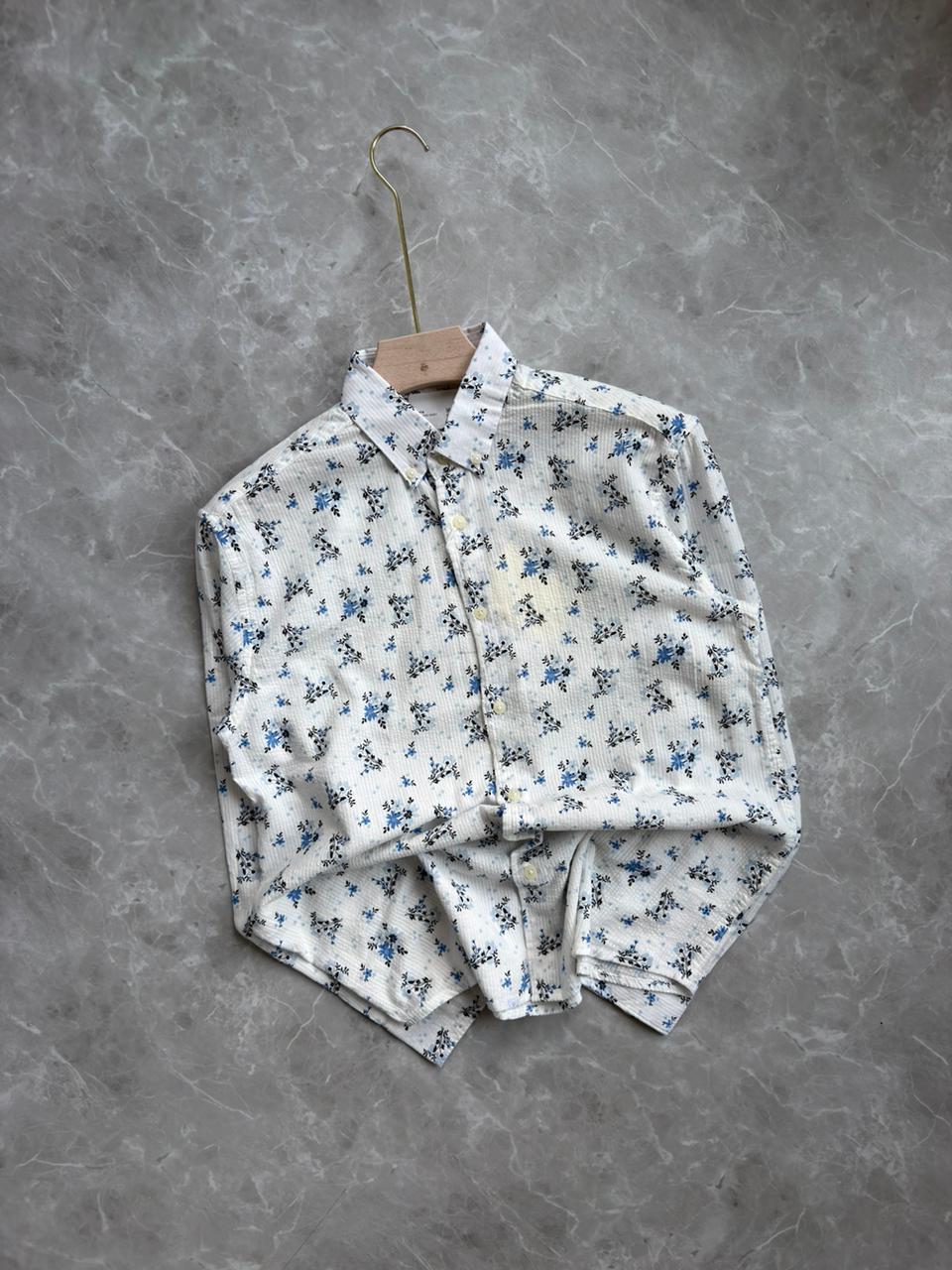WHITE IMPORTED PRINTED SHIRT