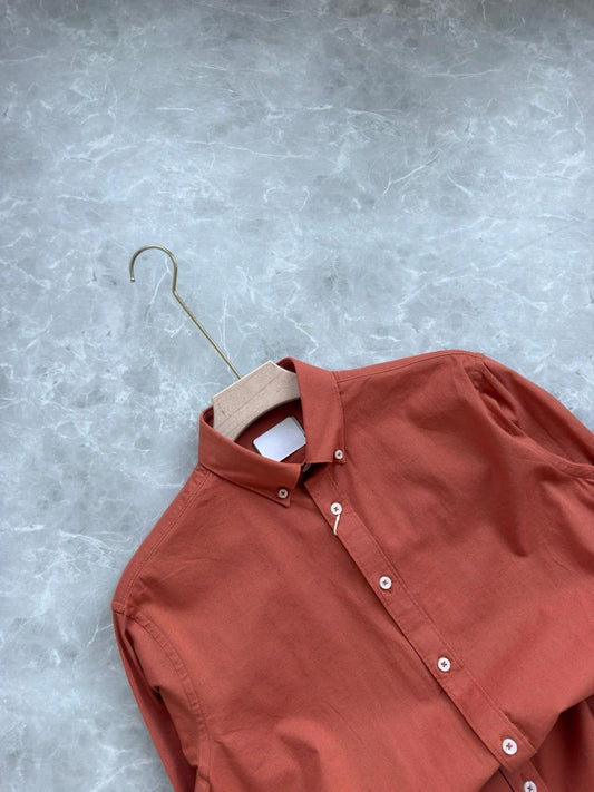 ORANGE COTTON LINEN SHIRT