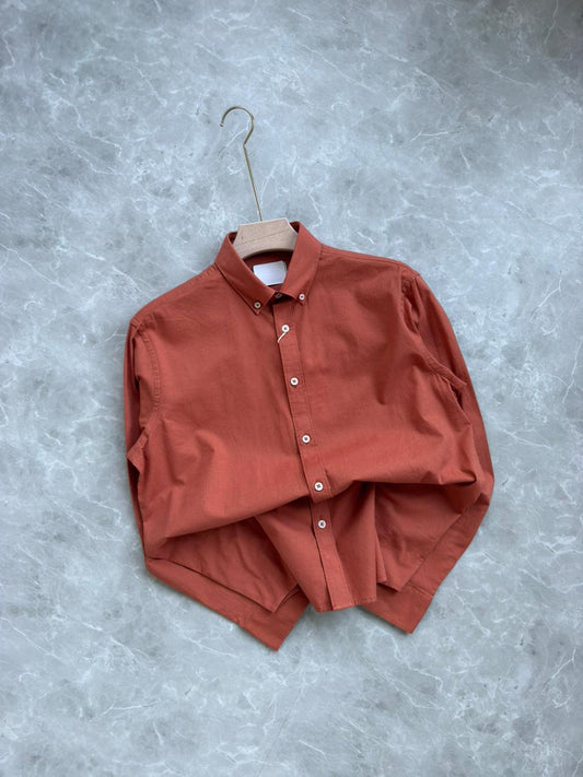 ORANGE COTTON LINEN SHIRT