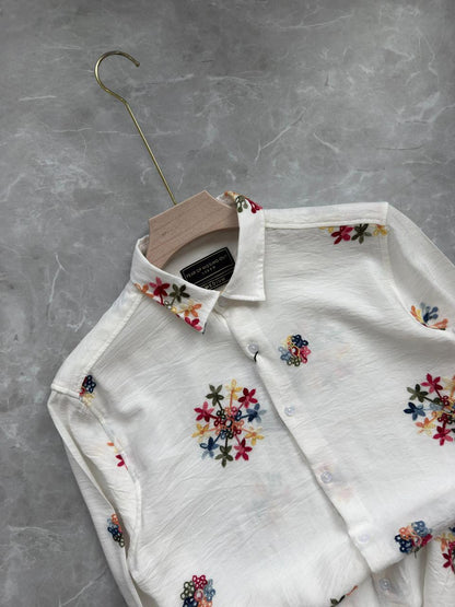 WHITE IMPORTED EMBROIDERY SHIRT