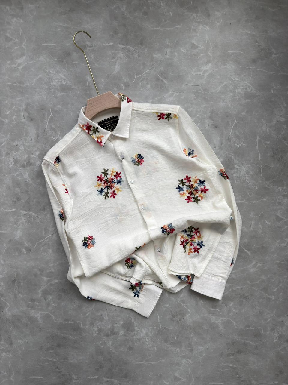 WHITE IMPORTED EMBROIDERY SHIRT