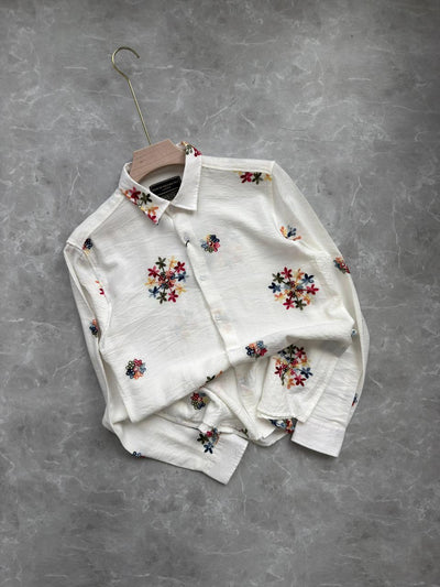 WHITE IMPORTED EMBROIDERY SHIRT