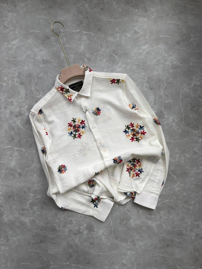 WHITE IMPORTED EMBROIDERY SHIRT