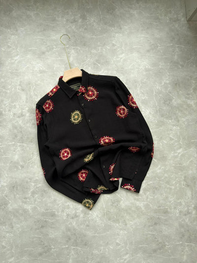 BLACK CIRCLE IMPORTED EMBROIDERY SHIRT