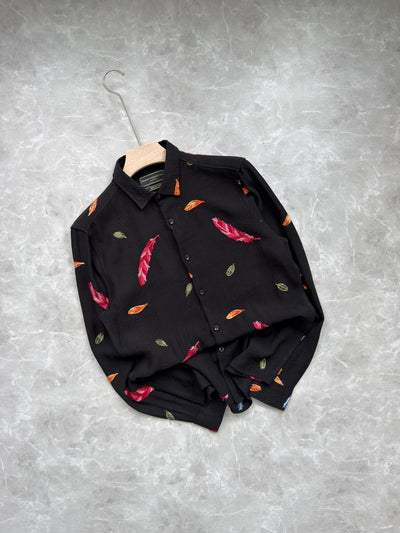 BLACK FEATHERS IMPORTED EMBROIDERY  SHIRT