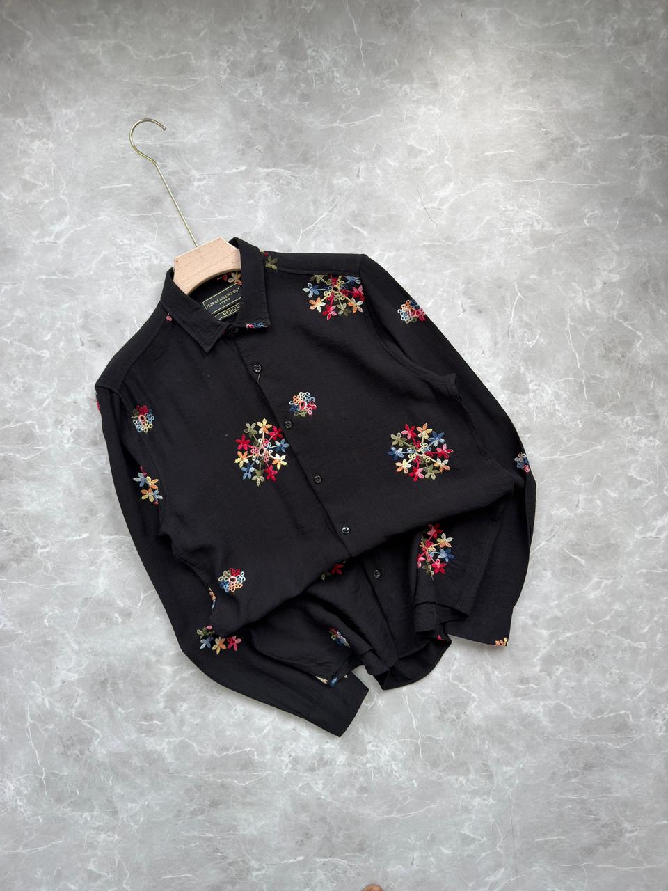 BLACK IMPORTED EMBROIDERY SHIRT