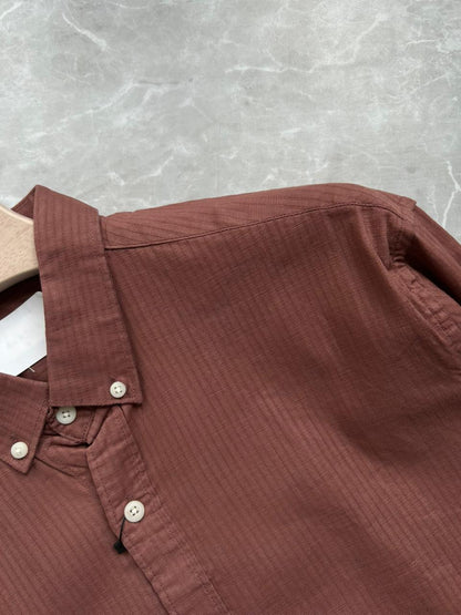 BURGANDY LINEN STRIPS SHIRT