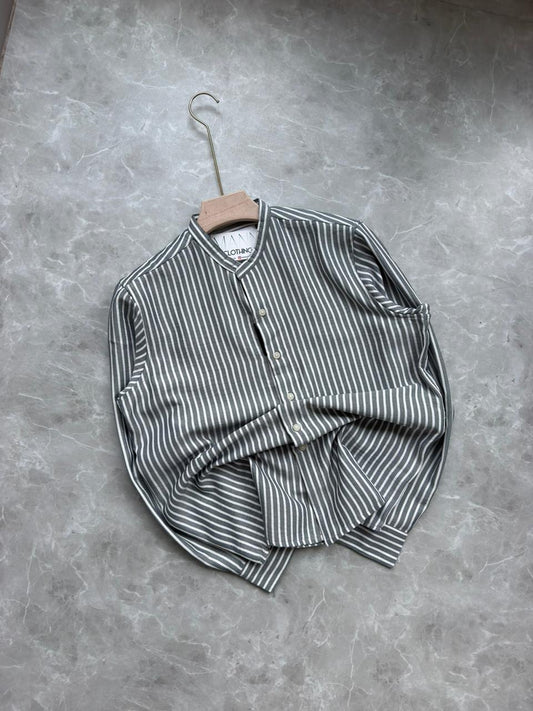GRAY IMPORTED SRIPES SHIRT