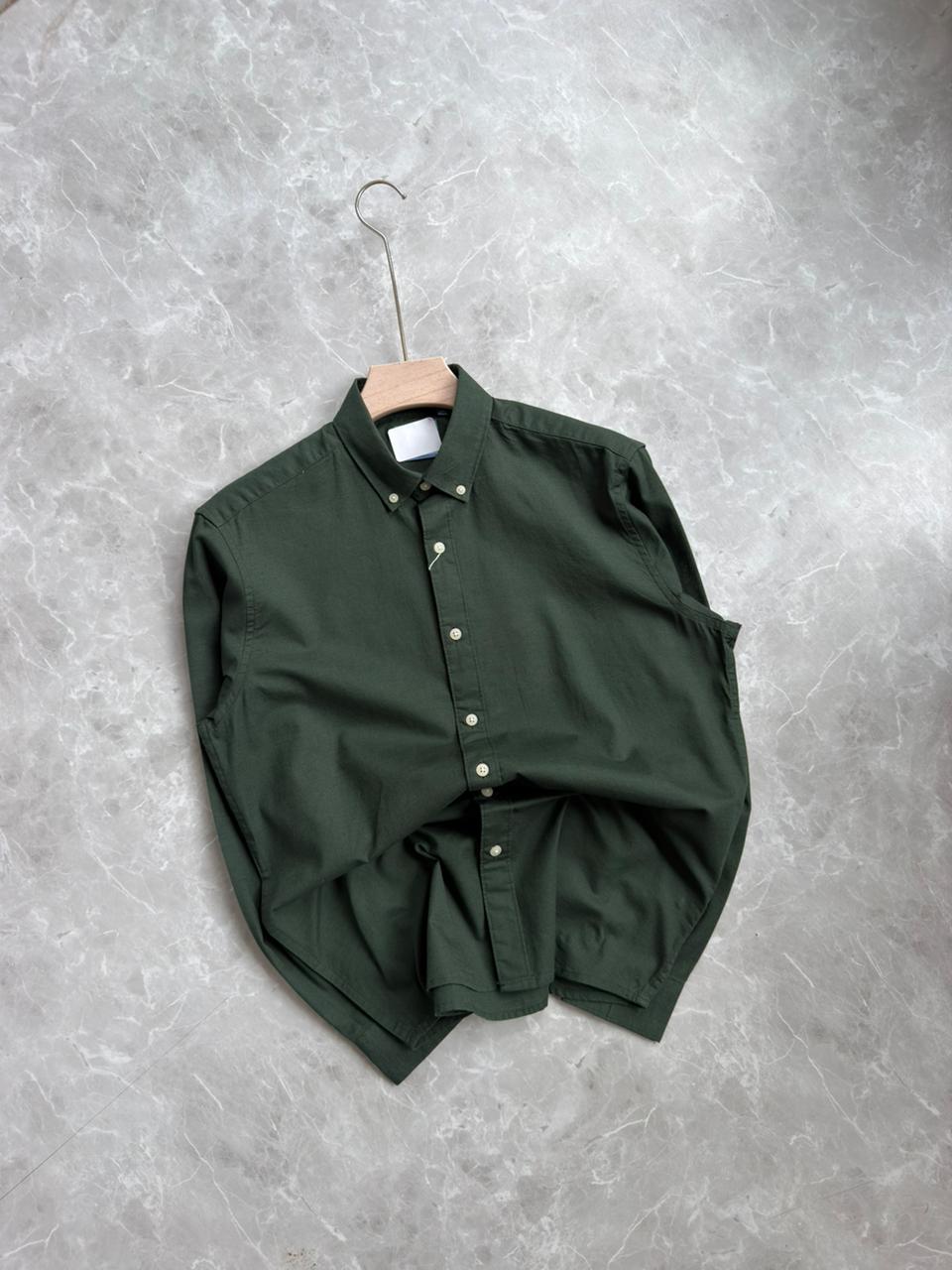 DARK GREEN LINEN SHIRT