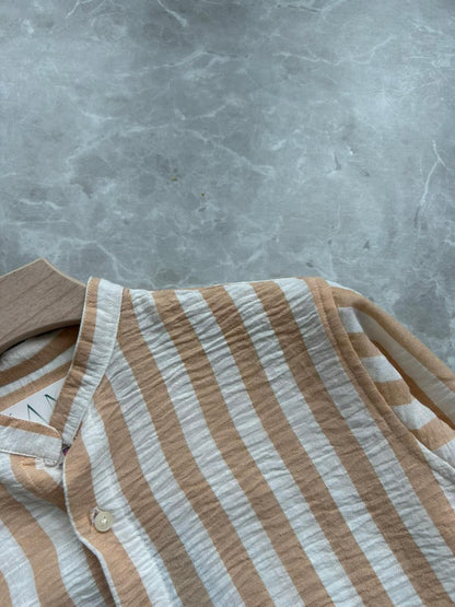 ORANGE STRIPES IMPORTED MANDRIAN COLLAR SHIRT