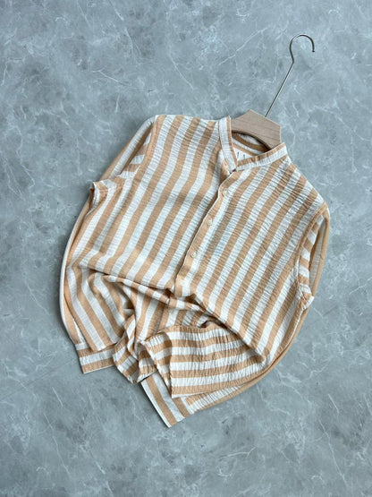 ORANGE STRIPES IMPORTED MANDRIAN COLLAR SHIRT