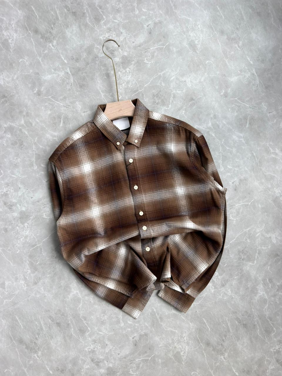 BROWN IMPORTED BRUSH COTTON FLANEL SHIRT