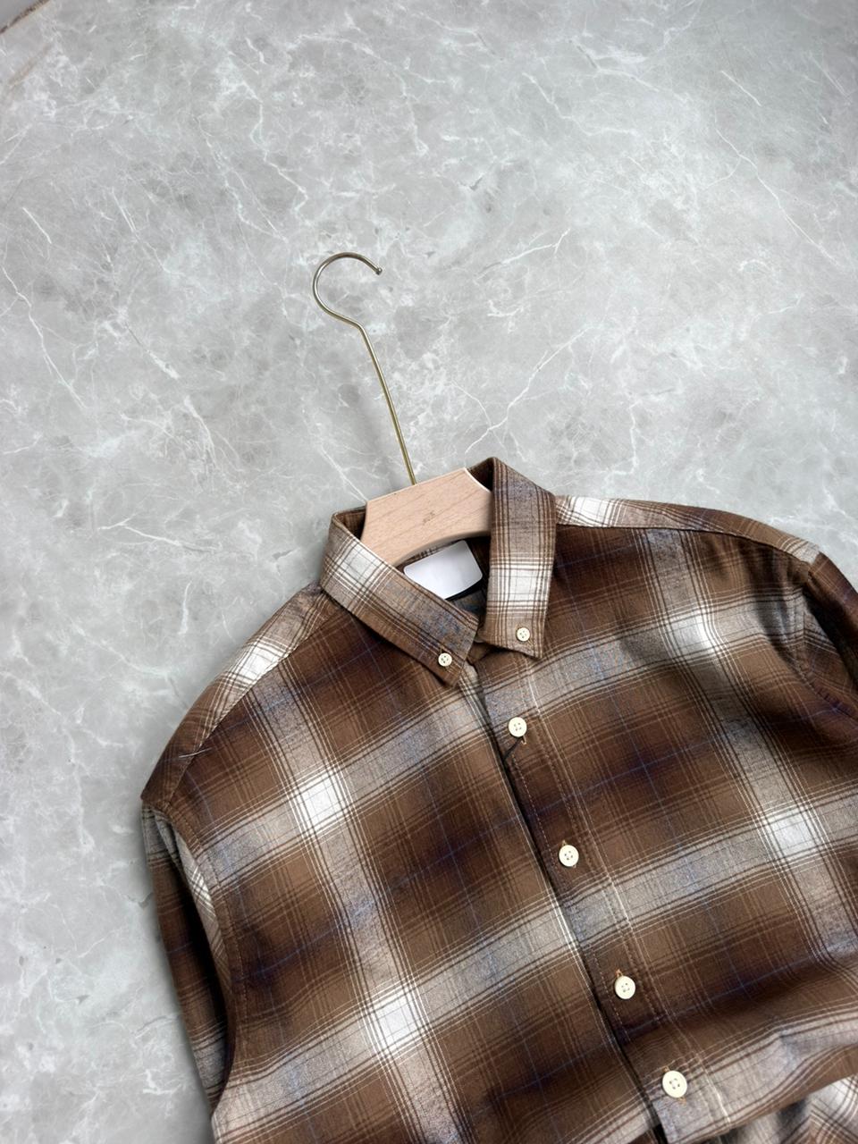 BROWN IMPORTED BRUSH COTTON FLANEL SHIRT