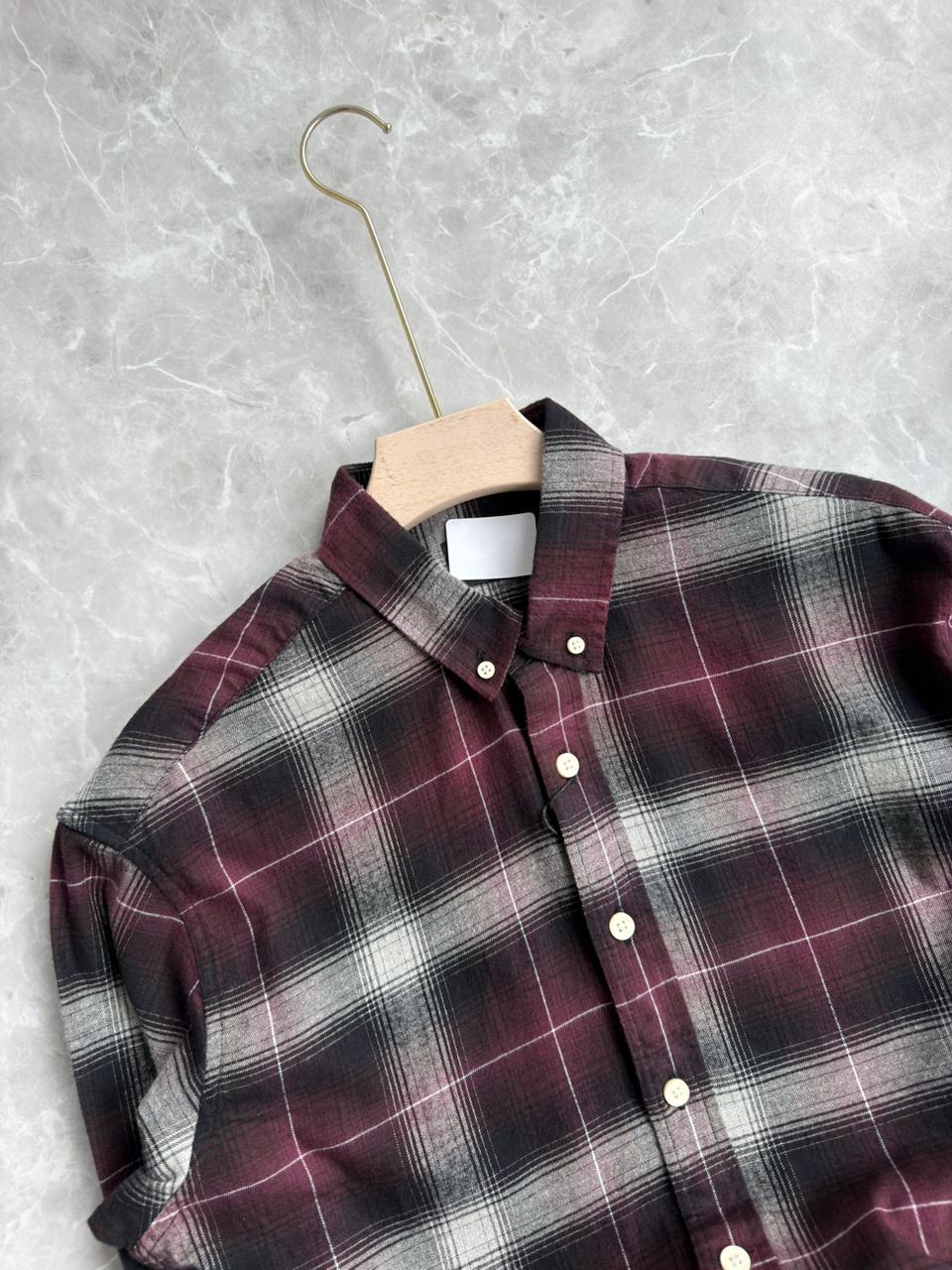 MEROON IMPORTED BRUSH COTTON SHIRT