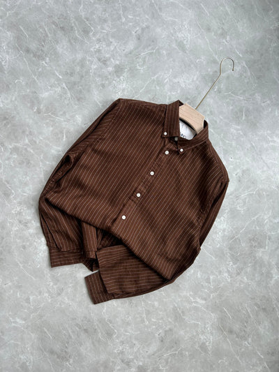 BROWN LINEN STRIPES SHIRT