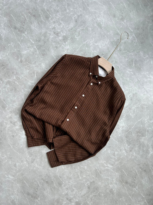 BROWN LINEN STRIPES SHIRT