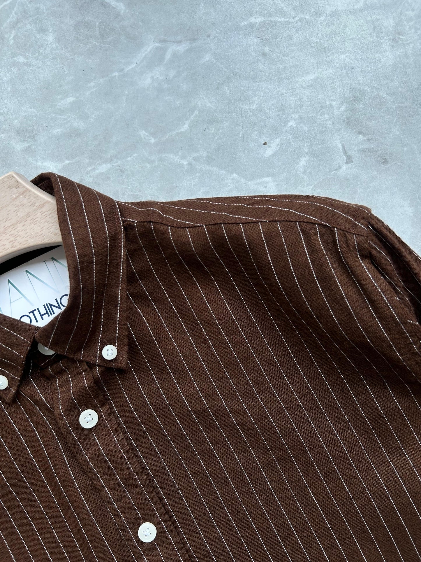 BROWN LINEN STRIPES SHIRT