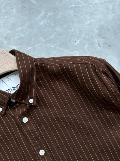 BROWN LINEN STRIPES SHIRT