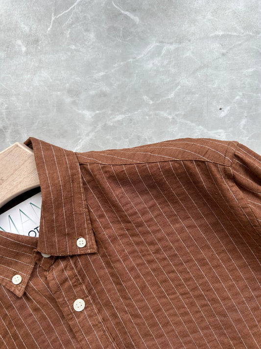 ORANGE LINEN STRIPES SHIRT