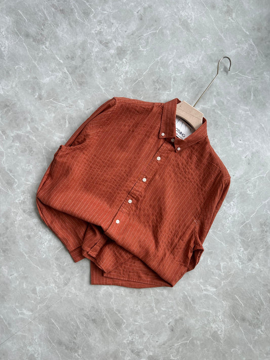 ORANGE LINEN STRIPES SHIRT
