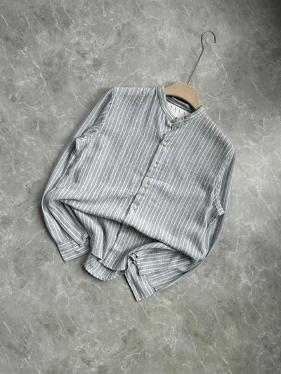 IMPORTED CRUSSHED MANDRIAN COLLAR SHIRT