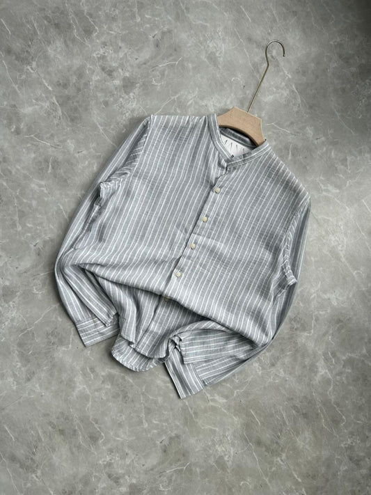 IMPORTED CRUSSHED MANDRIAN COLLAR SHIRT