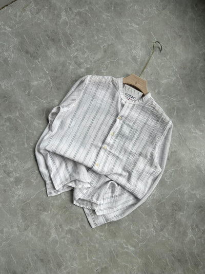 IMPORTED CRUSSHED MANDRIAN COLLAR SHIRT