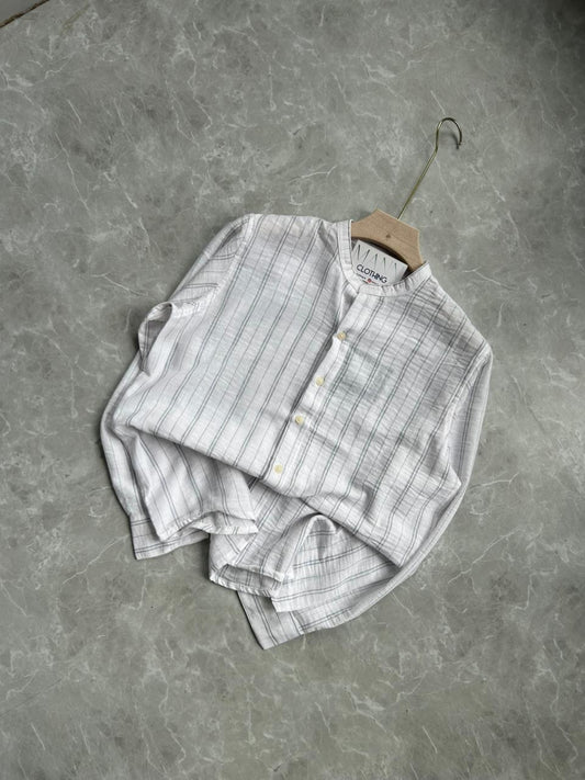IMPORTED CRUSSHED MANDRIAN COLLAR SHIRT