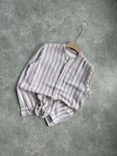 IMPORTED CRUSSHED MANDRIAN COLLAR SHIRT