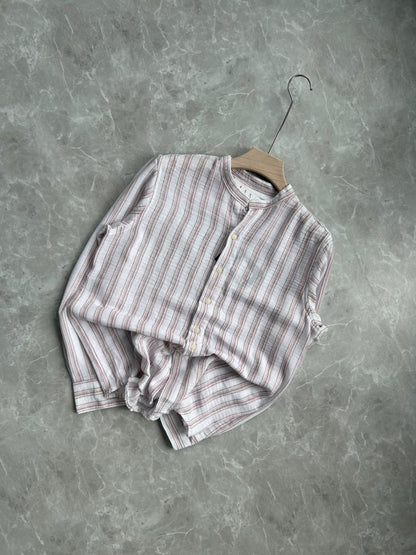 IMPORTED CRUSSHED MANDRIAN COLLAR SHIRT