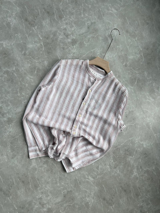 IMPORTED CRUSSHED MANDRIAN COLLAR SHIRT