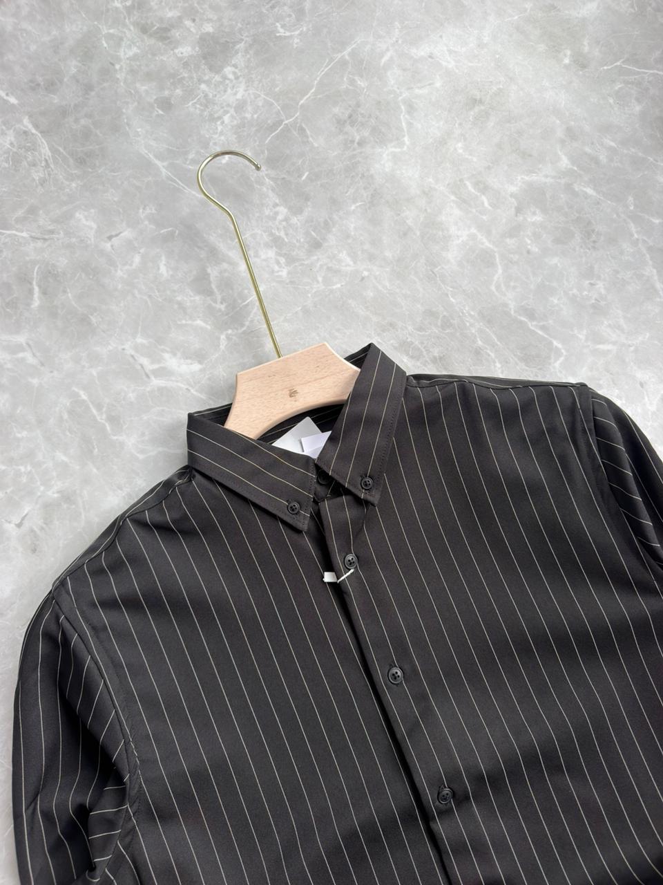 BLACK IMPORTED STRIPES SHIRT