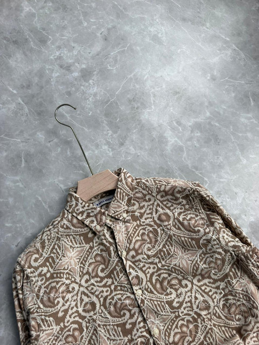 SANDAL LINEN PRINTED EMBROIDERY SHIRT