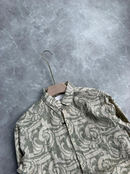 LIGHT GREEN LINEN EMBROIDERY SHIRT