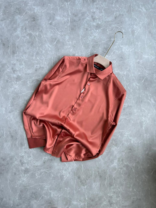 ORANGE SATIN SHIRT