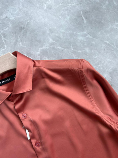 ORANGE SATIN SHIRT