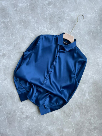 BLUE SATIN SHIRT