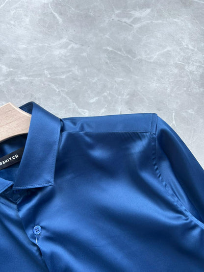 BLUE SATIN SHIRT